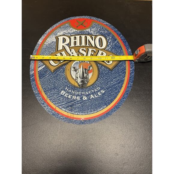 Rhino Chasers Handcrafted Beer & Ales 1996 Tin Beer Sign Vintage Beer Sign - Picture 9 of 10